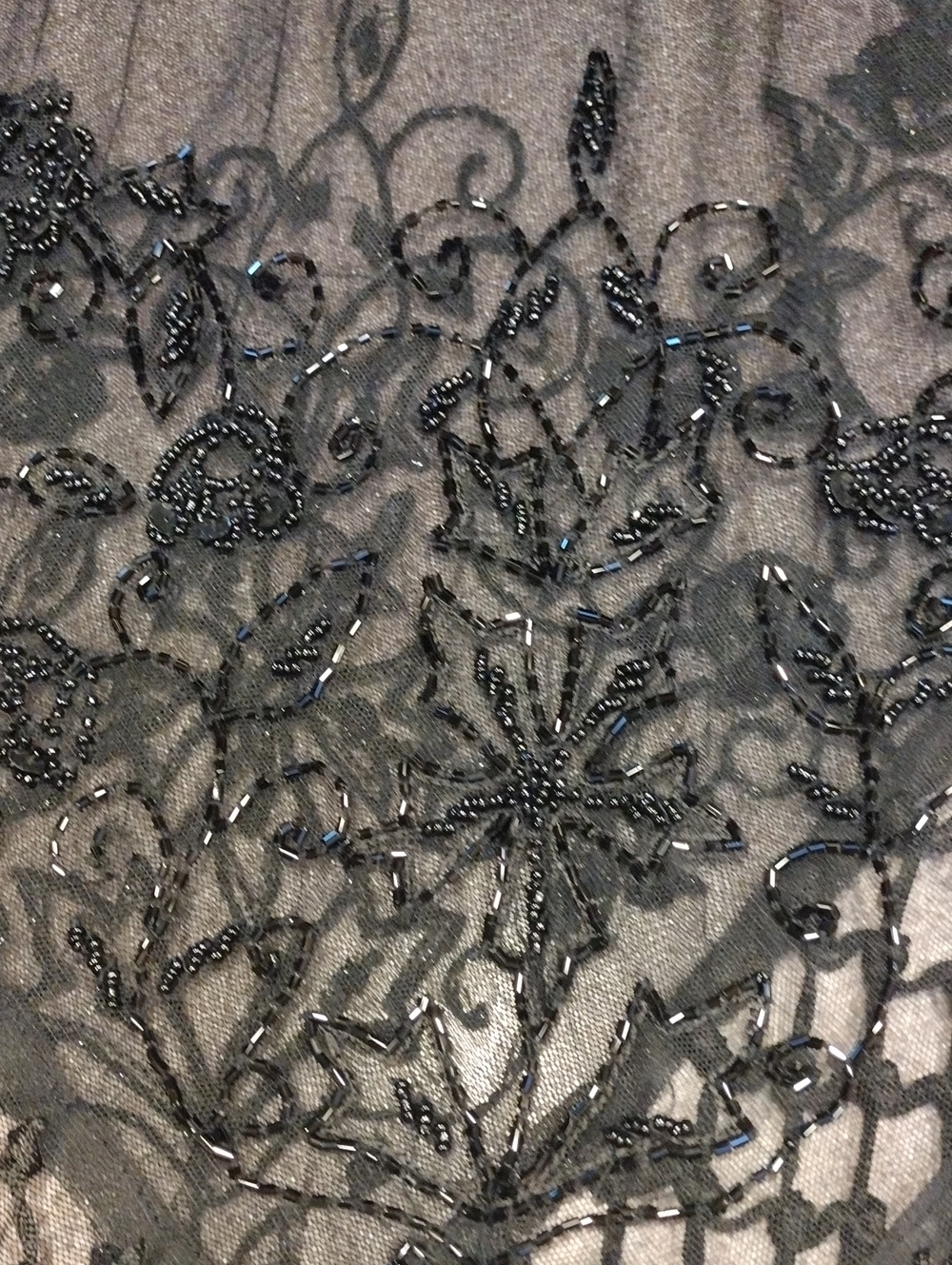 Vtg Gothic Sheer Embroidered Glass Beads Sequins & Fringe Stevie Nicks Poncho - Picture 11 of 16